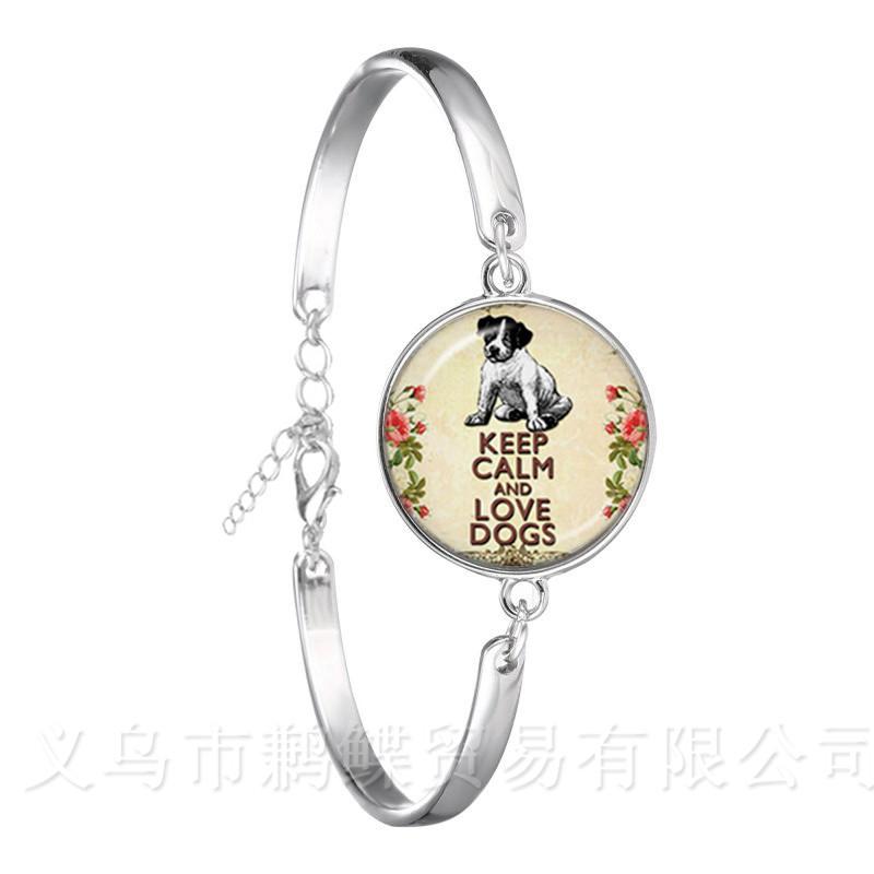 Agile Dog Bracelet French Bulldog Cocker Spaniel Look Like Cute Cuddly Silver Plated Chain Bangle Glass Dome Men Women Jewelry