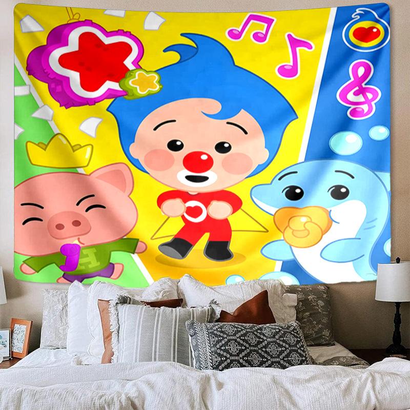 Happy Plim Friends Printed Tapestry, Wall Hanging,Livingroom, dormitory, Large Wall Decor, Fabric Decor Fan Birthday Gifts