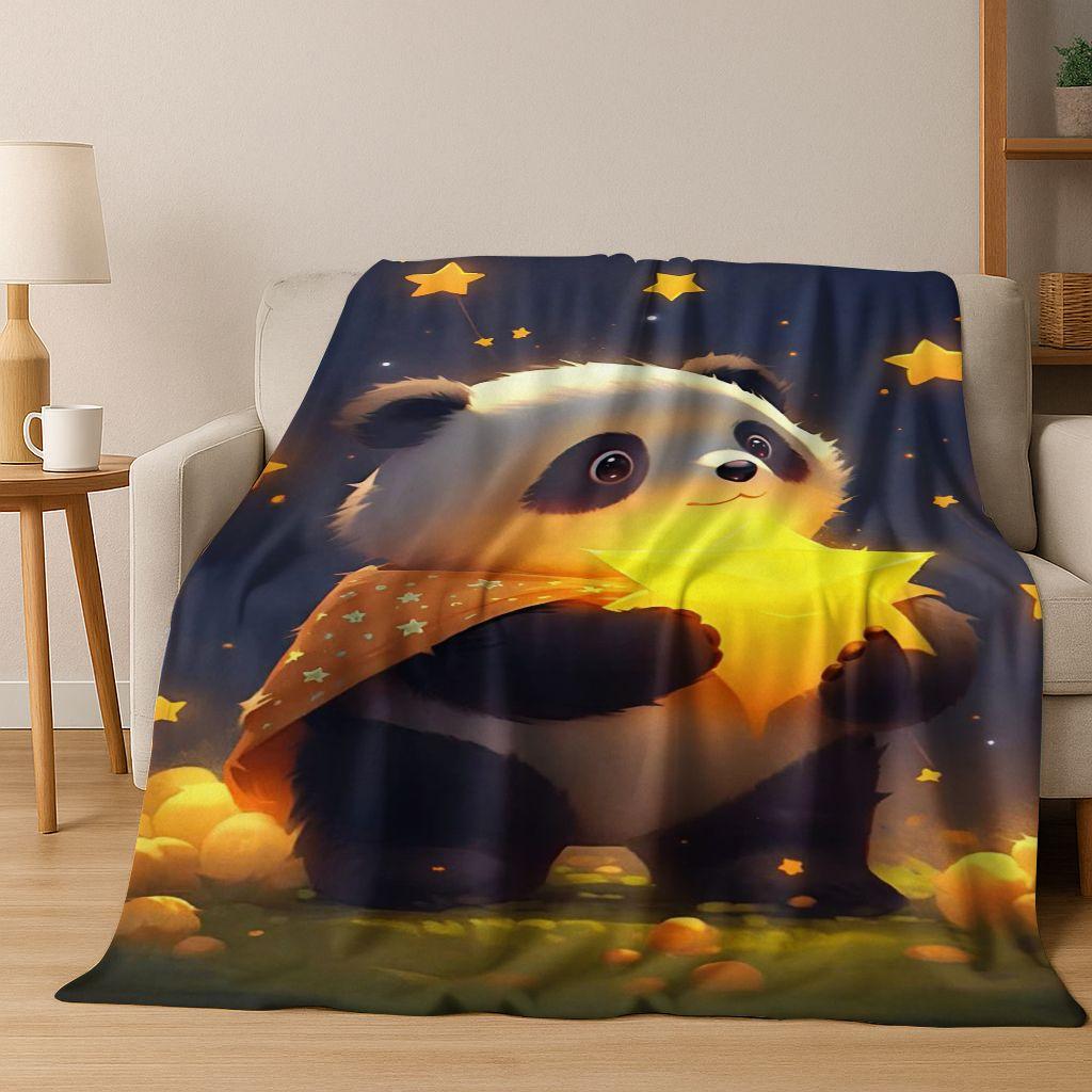 2026 New Dream Panda Cute Cartoon Art Flannel Blanket,Cozy Soft Throw Blanket for Home Bedroom Bed Sofa Picnic Cover Gift Kids