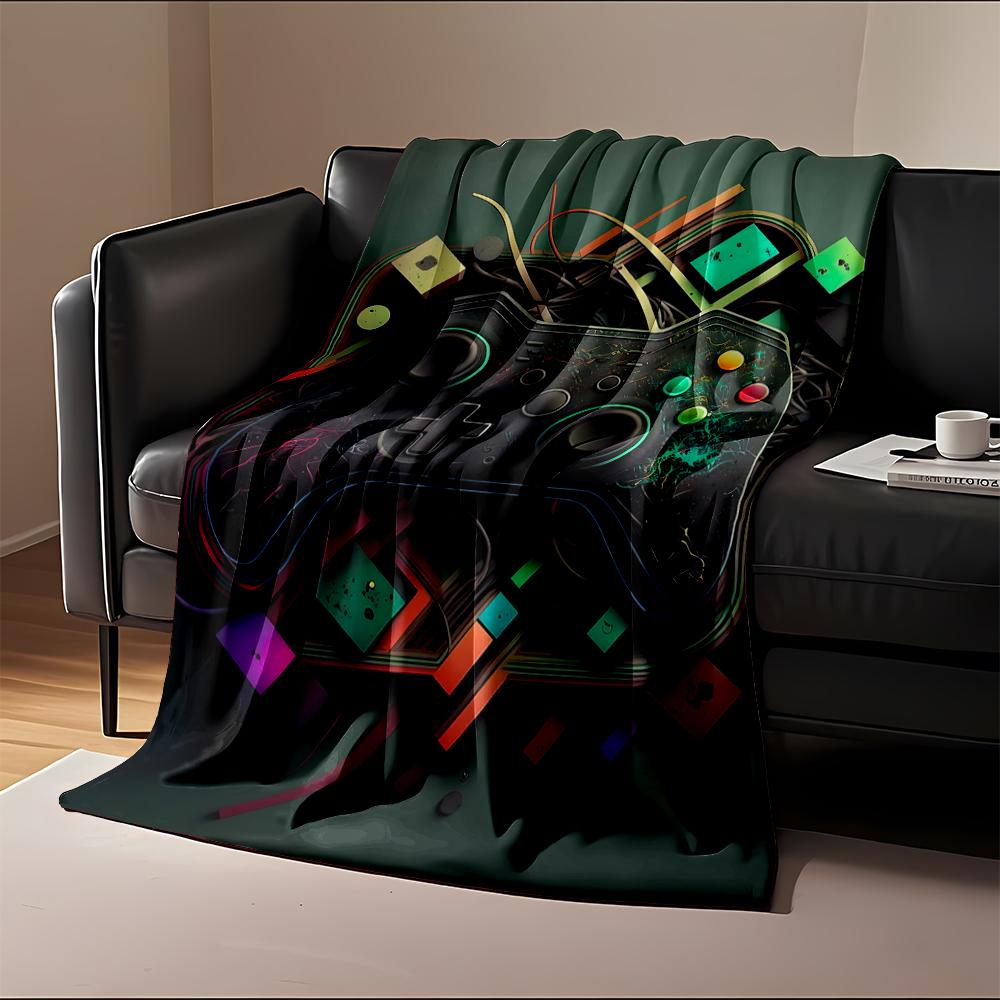 Gaming Controller Design with Colorful Wires Flannel blanket for bedroom, living room, sofa, and nap sofas
