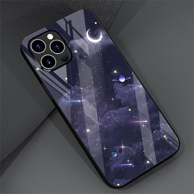 

Стеклянный чехол с бабочкой и луной для Apple iPhone 13 Pro 11 14 12 7 8 Plus SE 2022 XR X XS Max 6 6S, закаленный чехол для телефона iPhone 14 Pro Max