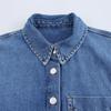 2024 Fall European & American Women’s Casual Denim Shirt and Tie-Waist Pants Set