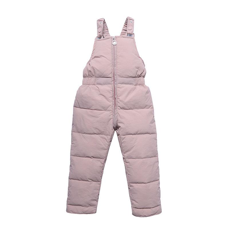 2026 Kids' Down Cotton Pants: Warm Autumn/Winter Overalls for Boys & Girls, Solid Colors.