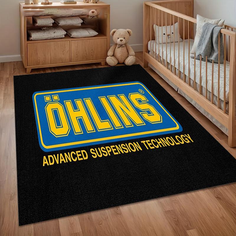 

1pc Blue Racing Theme OHLINS Letter Printed Anti Slip Corridor Floor Mat Living Room Bedroom Entrance Garden Home Decort Carpet 40cm x 60cm