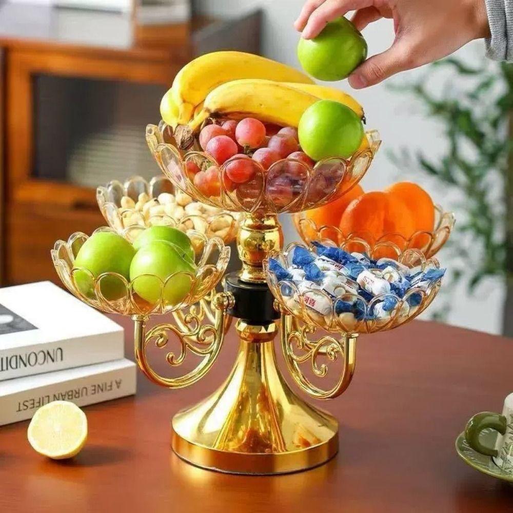 Bloemvormige Draaibare Fruitschaal Lichte Luxe Snack Dessertbord Fruitschaal Standaard Woondecoratie