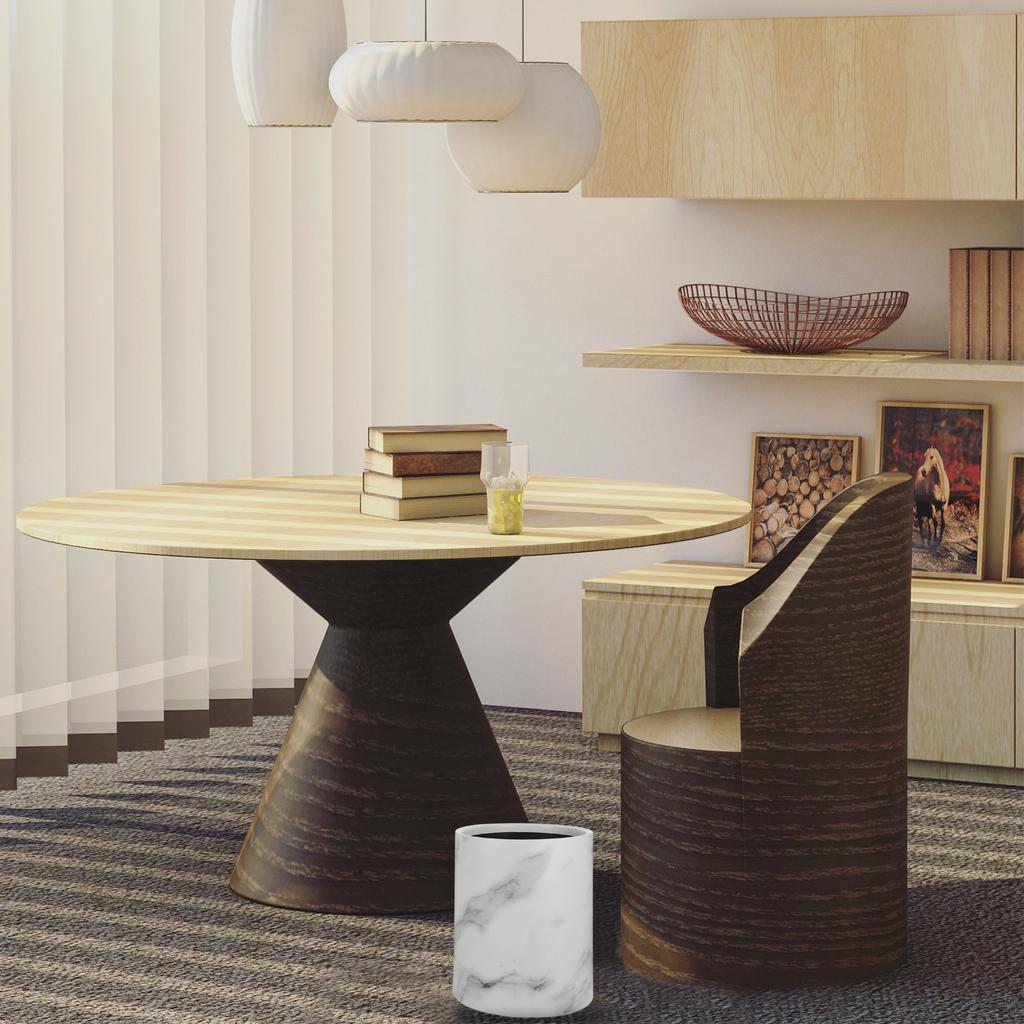 Double Layer Marble Texture Trash Can Plastic Waste Container Large Round Garbage Bin Decorative Wastebasket for Living Room