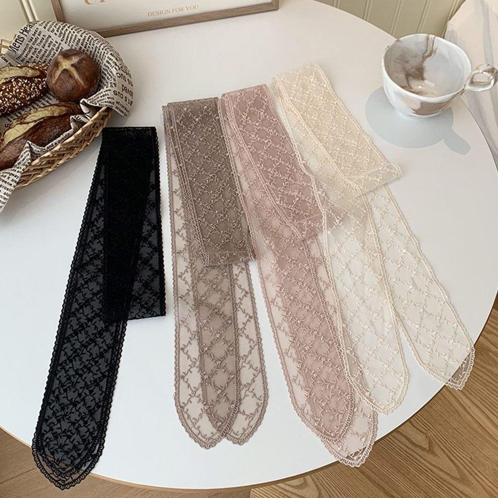 Korean Lace Scarf Hollow Embroidery Hair Band Fashion Long Scarfs  For Women Collarbone