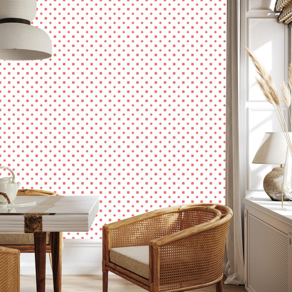 White and coral dots wallpaper, subtle detail 50x1000