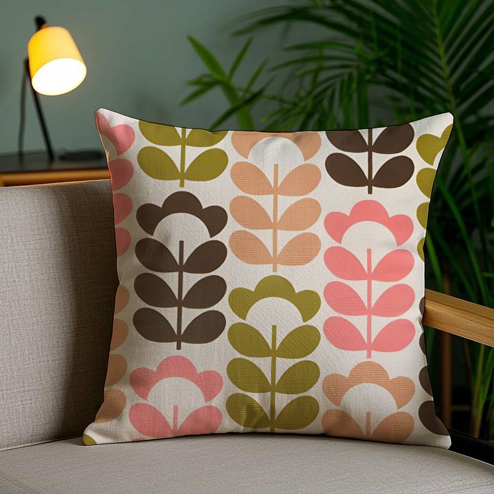 

Чехол для подушки Orla Kiely-K с ретро-узором Цветок Чехол от пылевых клещей Невидимая молния Шелковистый короткий плюш Чехол для диванной подушки 12x12Inch