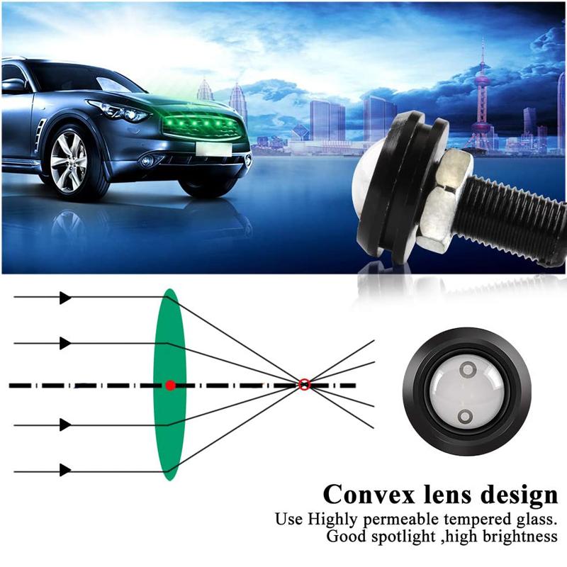 2/10 PCS 18MM/23MM Car Eagle Eye LED Light 12V Daytime Running Light DRL Auto Parking Singal Lapms For Motorcycle Car Red Yellow