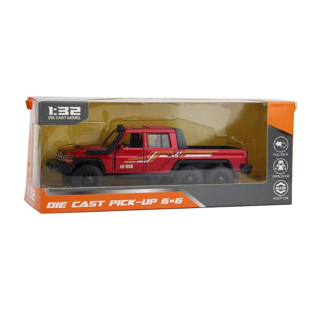Automodell Toyota LC-6X6 im Maßstab 1/32, Legierungs-ABS-Material, Legierungsautospielzeug, hohe Simulation, langlebig, robuste, helle Farbe, für Geschenke