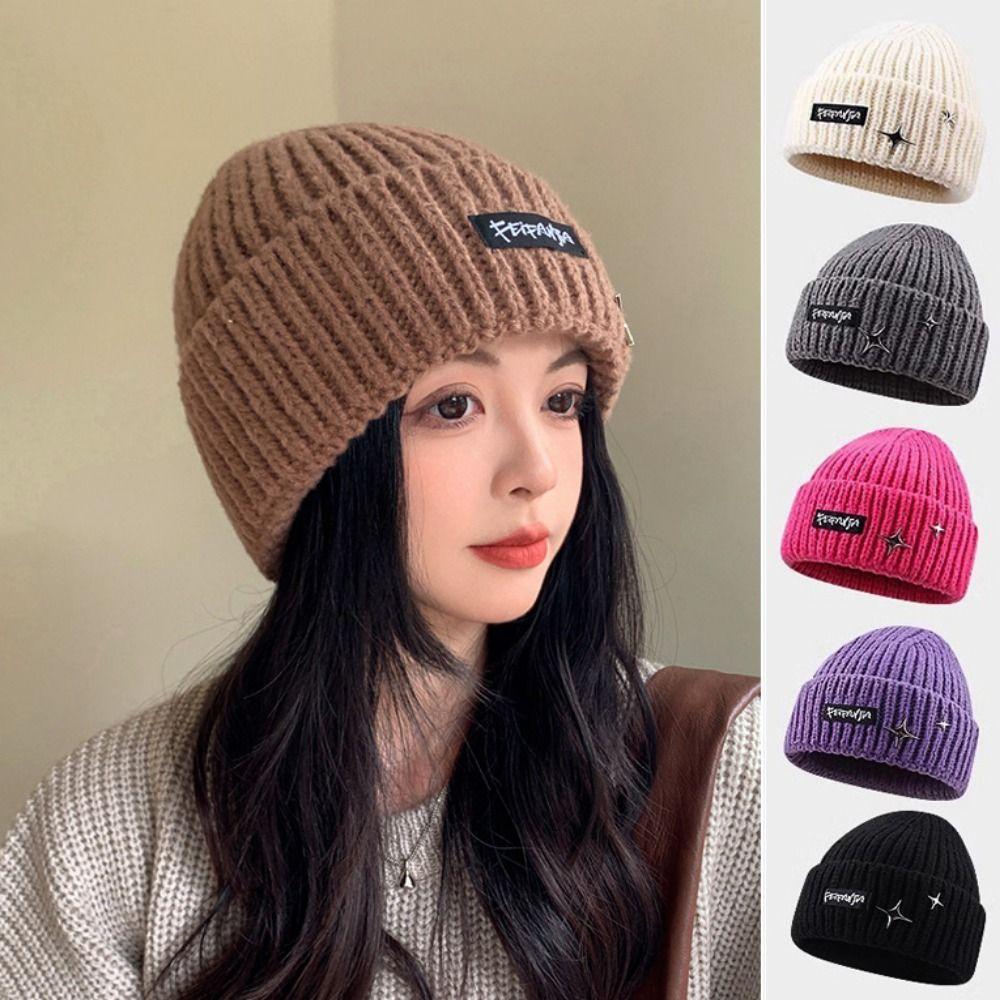 Solid Color Winter Autumn Hats Keep Warm Female Beanie Caps Warmer Bonnet  For Women/Men/Students
