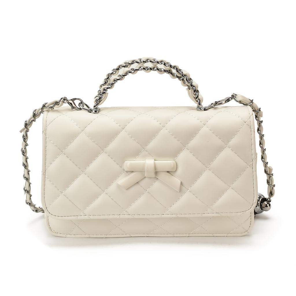 Sweet bow chain handbag, new design, elegant and versatile shoulder/crossbody bag, versatile, simple, stylish, and high-end commuting bag.