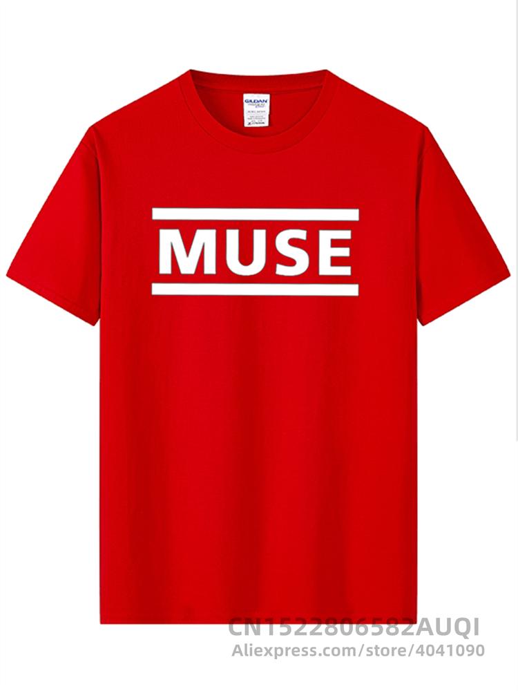 Herren Hochwertiges T-Shirt mit Buchstabenaufdruck Muse Rockband Kurzarm T-Shirt O-Ausschnitt Hip Hop Herren Tops
