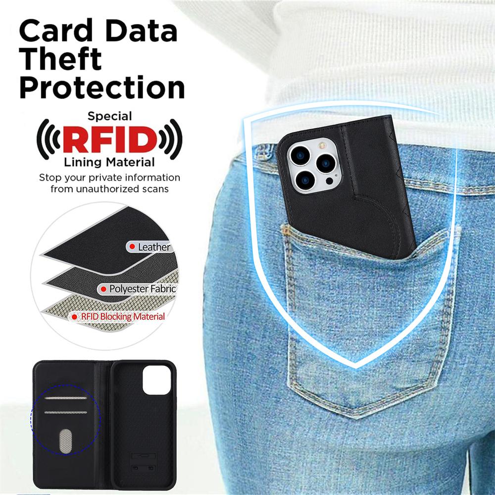 Anti Drop Leather Case For iPhone 15 Plus 14 Pro 14 Pro Max 13 Pro 13 Mini 12 12 Pro Max 12 Pro 12 Mini Wallet Wireless Charging