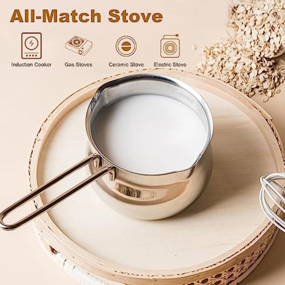 with Spout Single Hand Pot 304 Stainless Steel Stainless Steel Small Pot Milk Pan  Stove Top