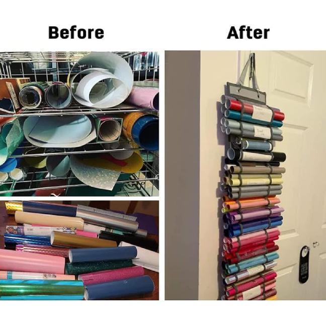 Vinyl Storage Organizer Vinyl Roll Holder with 12 Compartment Craft Vinyl Storage Rack Wall Mount Over The Door Hanging Organizer Storage Hanging
