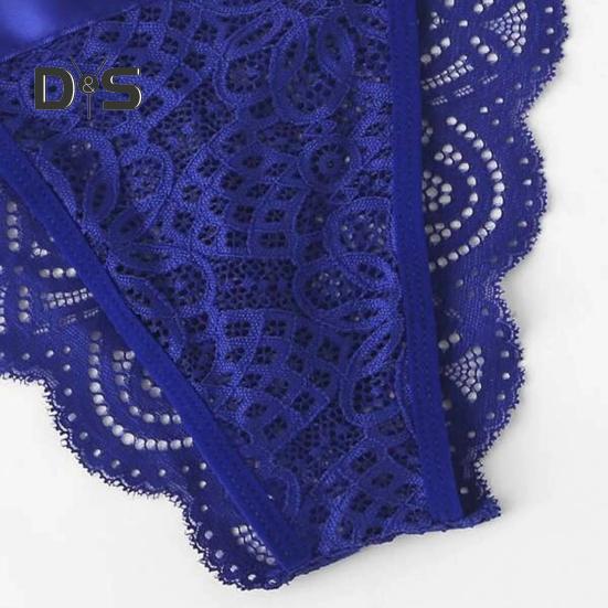 2 Pcs/Set Bra Panties Set Lace Uo Bow knot See through Lace V Neck Spaghetti Strap Three Point Pornographic Lady Underwear Suit