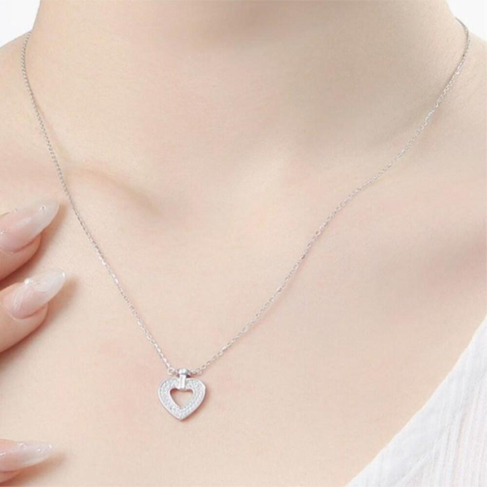 [Onoma] Onm Vitarito 92.5 Silver Platinum-Plated Unique Heart Necklace (29544125)