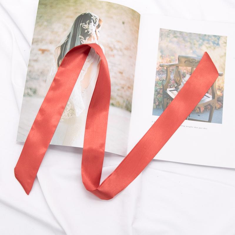 Neuer langer Taschenschal Damen Haarband Damen Accessoires Einfarbige schmale Schals Stirnband Satinband Krawatte Dekorative Taschenschals