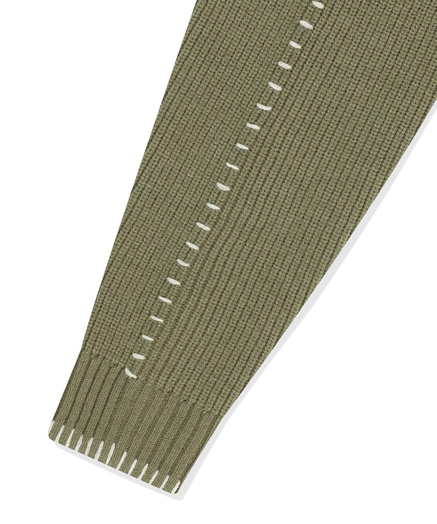 MAHAGRID Stitch Zip-Up Knit Khaki(Mg2Fsmk680A)