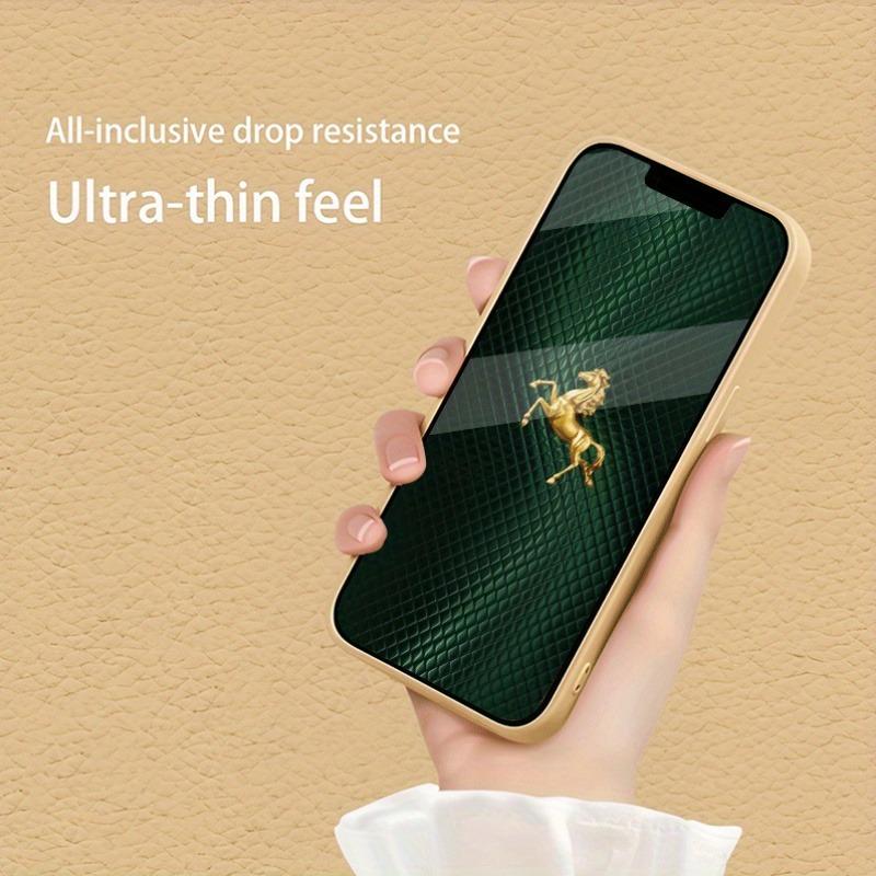 Green Plaid Gold Horse Pattern Metallic Paint Glass Phone Case For iPhone 17 16 15 14 13 12 11 Pro Max 15 Plus 17 Air 16E Cover