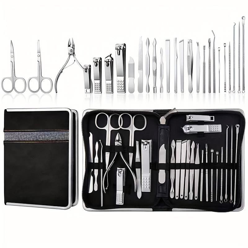 Professional Stainless Steel 26pcs Set Manicure & Pedicure Kit Precision Nail Care with Travel Case with Nail Clipper Scissor