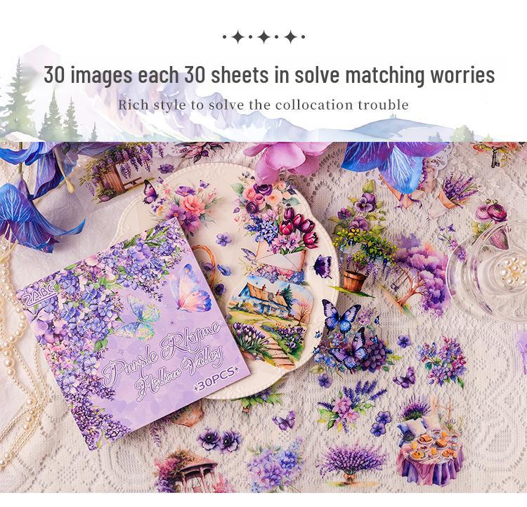Yuezhen Mist Lock Mountain Love Die-Cut Waterproof PET Journal Stickers Set