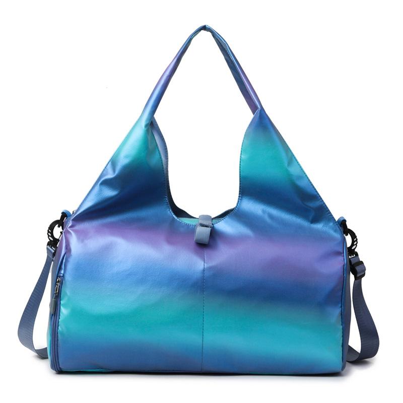 Gradient Color Nylon Gym Bag, Women's Elegant Shoulder & Crossbody Travel Bag, Stylish Pastel Sports & Fitness Duffel, Cute & Sweet Luggage Carry-On