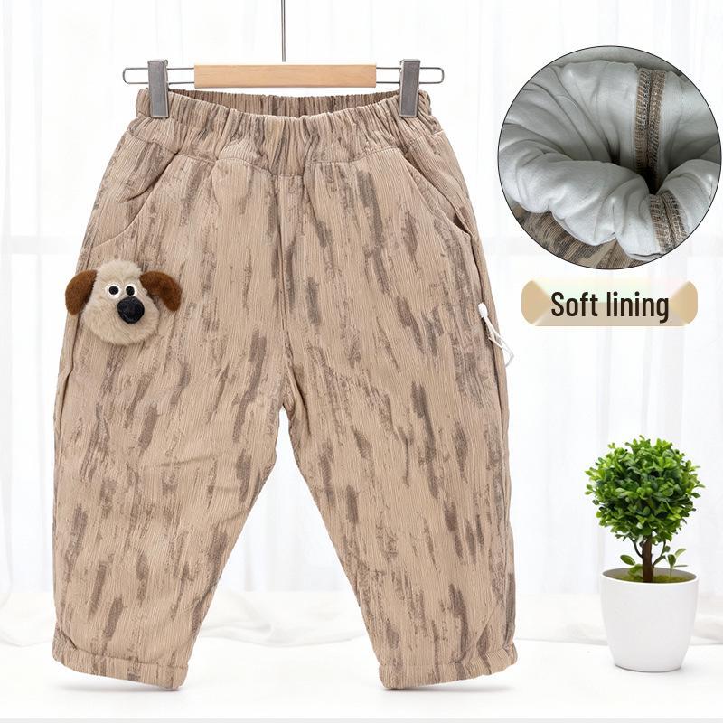 Children's Thickened Quilted Cotton Pants - Stylish Warm Winter Clothing for Boys and Girls