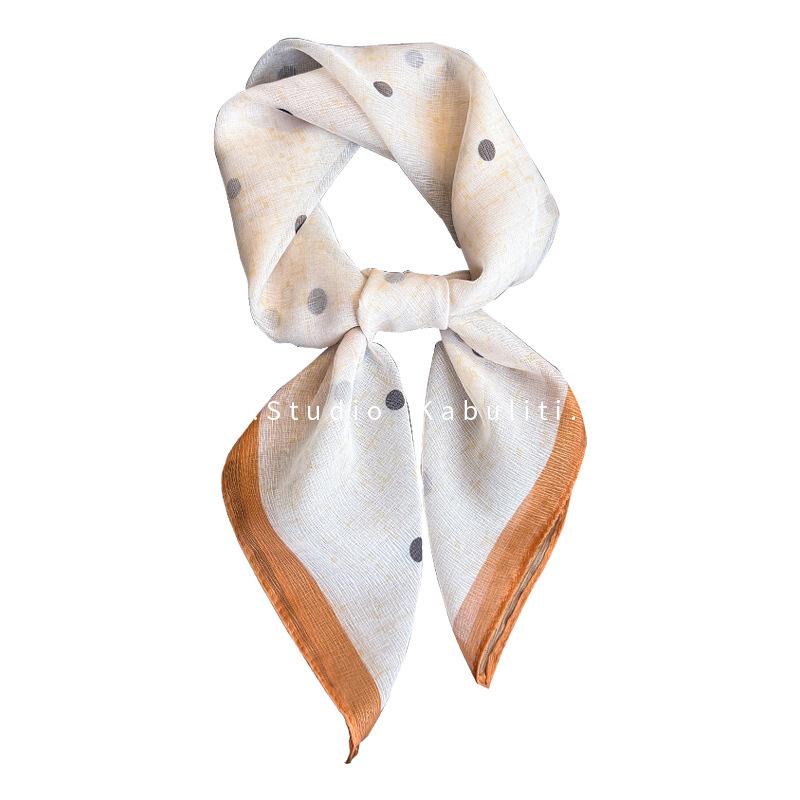 Polka dot small square scarf silk scarf women's matching shirt professional flight attendant neck protection neck circumference neck tulle scarf scarf