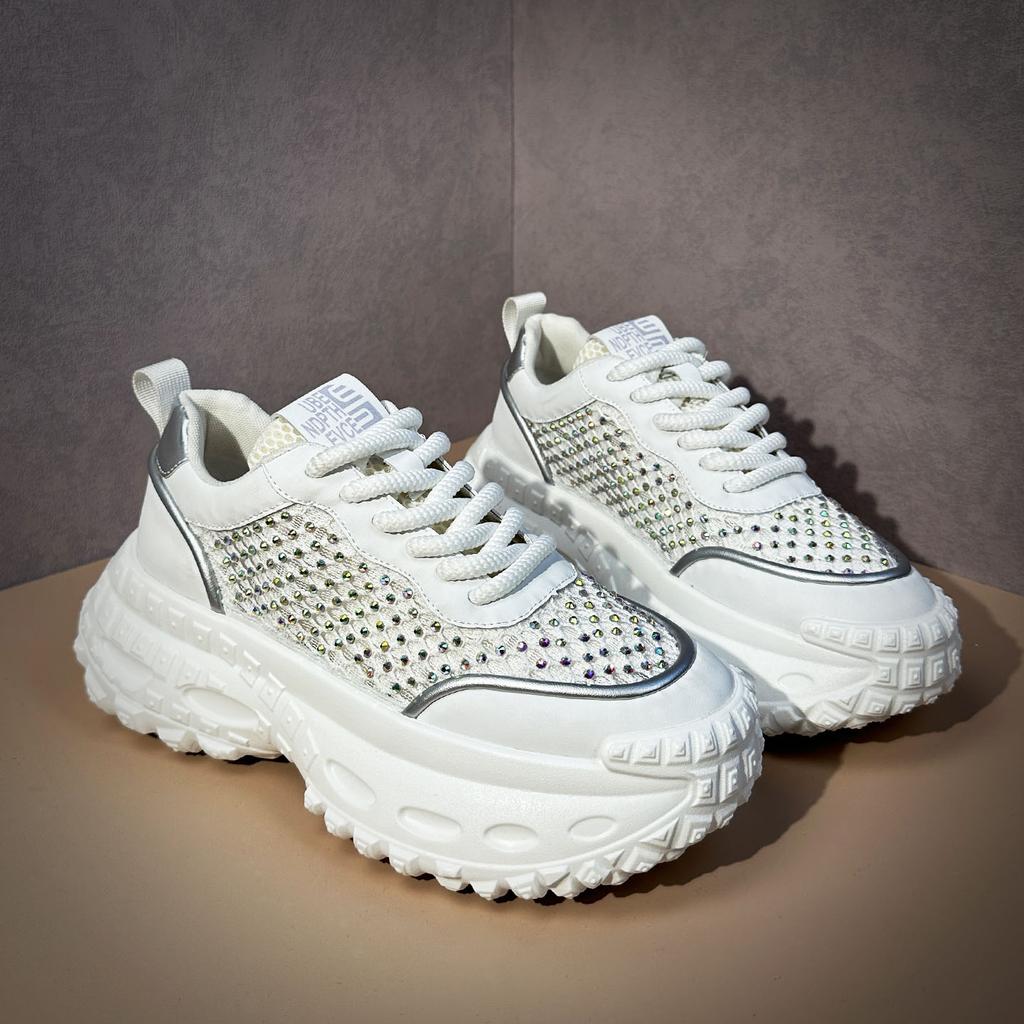 Modă Nou Designer Modă Bărbați cu Șireturi Stras Toate Se Potrivesc Talpă Groasă Pantofi Casual Bărbați Adidași Sport de Mers Zapatos Hombre