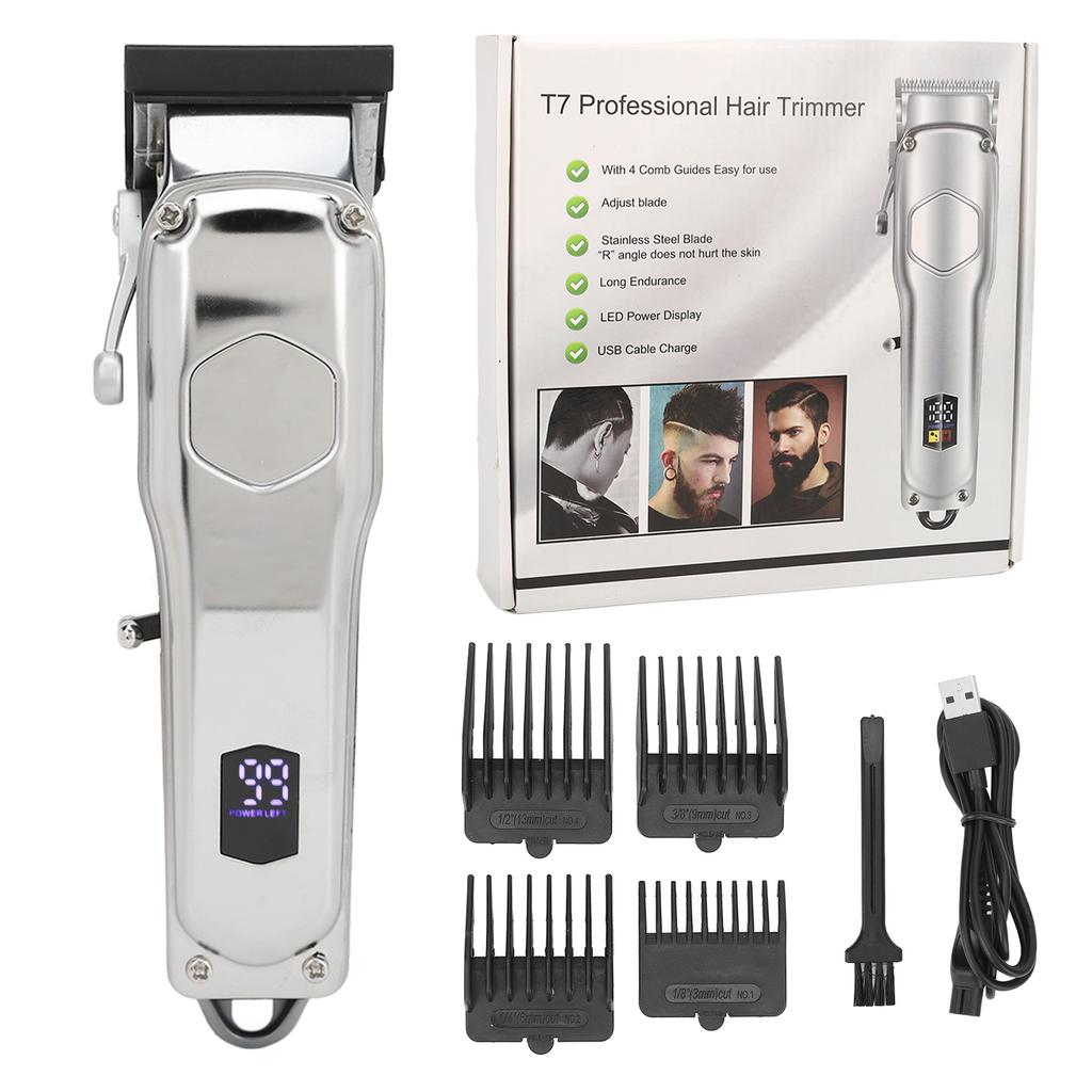 Electric Hair Trimmer Rechargeable Low Noise Safe Digital Display Cordless Beard Hair Clipper with
