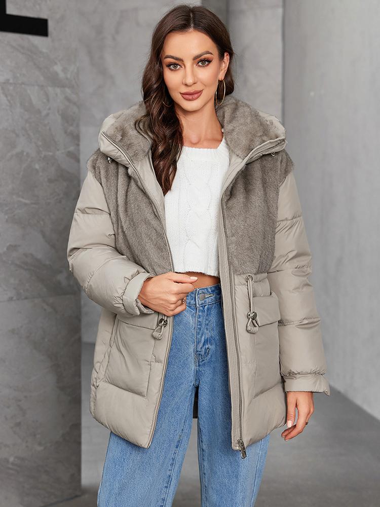 Cinemore Zimní péřová bunda Dámská Krátká Klasický design na zip Kapsa Stojáček Kapuce Slim Kabát Dámské Parky 9031