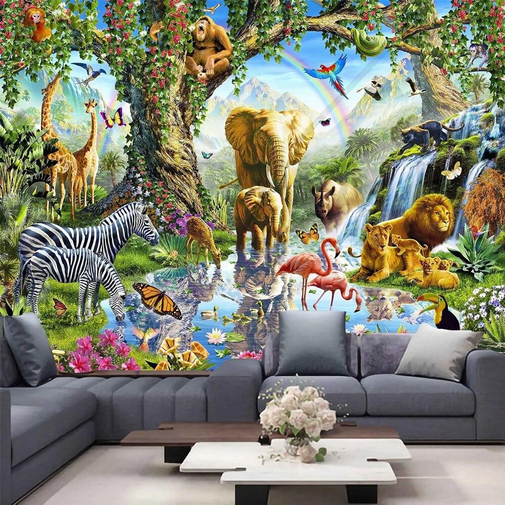 Dinosaurier Wald Druck Home Decor Wandteppich Wandbehang Wildlife Art Thema Ästhetik Wohnzimmer Schlafzimmer Dekor Hängender Vorhang