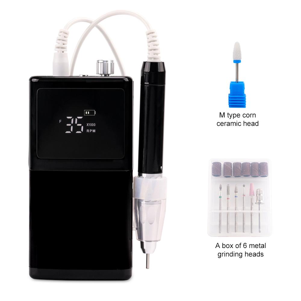 

BEPAN Brushless 85W Nail Drill Rechargeable 35000RPM Manicure Machine Quiet Motor Cordless Nail File Pedicure Drilling Handle US чорний