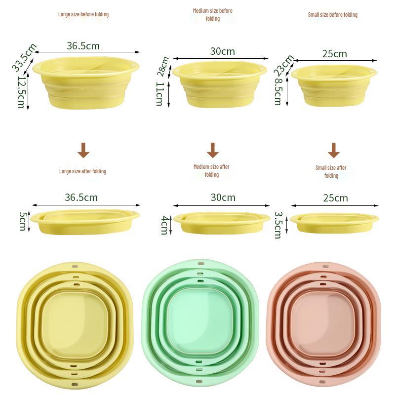 

Портативный силиконовый складной таз: Складной таз для мытья овощей, для использования в общежитии и для замачивания ног. Large + Medium + Small