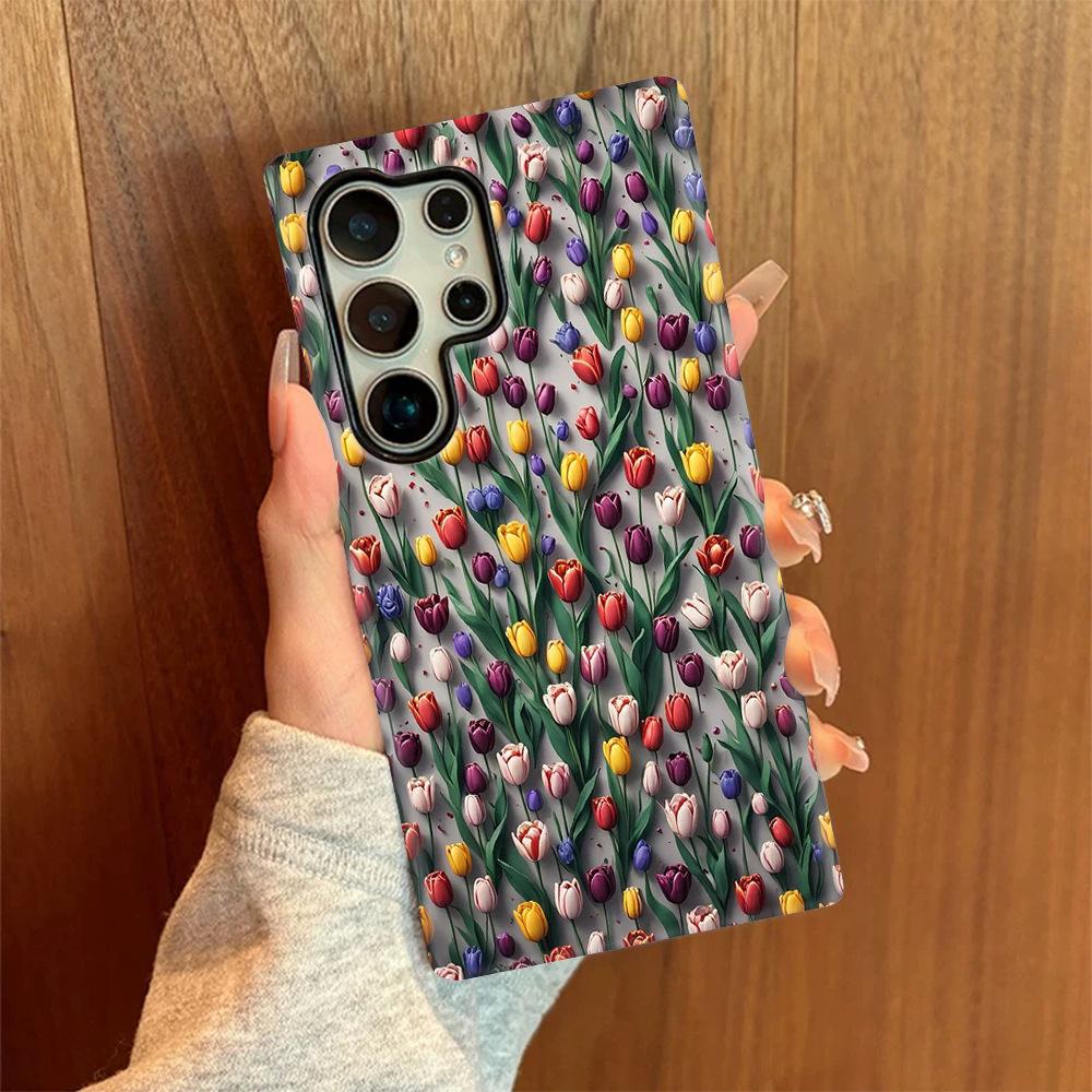 isn Color Contrast Tulip Samsung S26Ultra Mobile Phone Case 2-in-1 Film Case S25 Anti-drop Creative S24 +