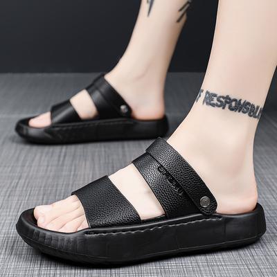 Fashion Men's Summer Leather Soft Sole Bottom Comfortable Casual Sandals Fashion Lightweight Slippers Outdoor Anti Slip Beach Shoes