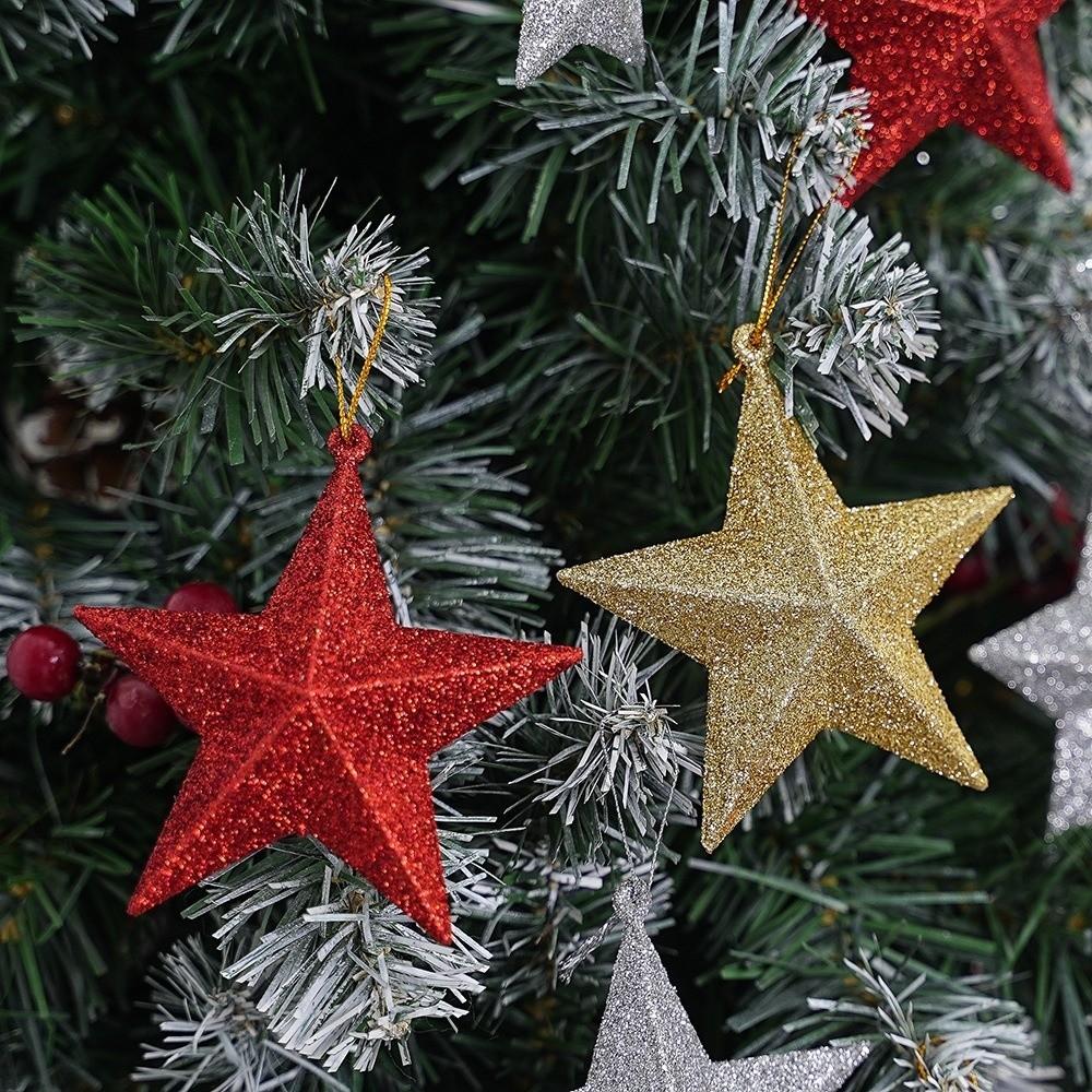 6Pcs DIY Star Ornaments Mini Xmas Tree Decoration  Holiday Decorations