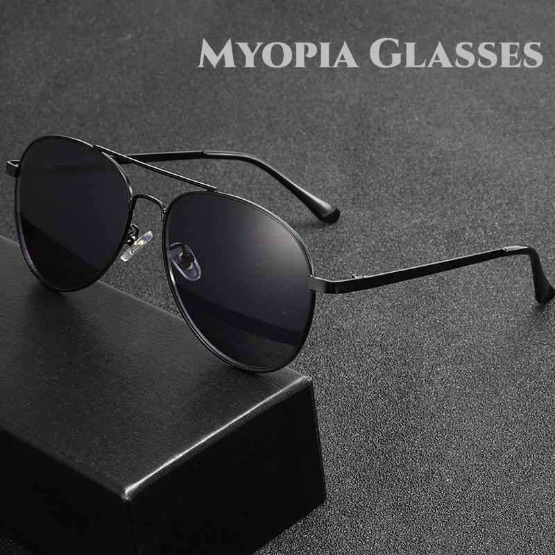 European And American Fashion Anti Uv Metal Frame Toad Glasses Myopia Glasses Uv400 Driving Fishing Sun Shading Myopia Glasses