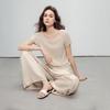 Women's Linen Blend Round Neck Short Sleeve Knit Top