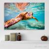 Green Sea Turtle Swims Underwater Wall Pictures Canvas Painting Ocean Marine Life Animal Posters Prints for Living Room Decor