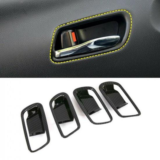 Carbon Fiber 4X Inner Door Handle Bowl Cover Trim For Toyota Prius 2016-2021