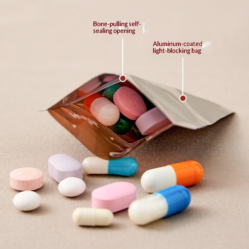 Travel Medicine Storage Solution with Reusable Light-proof Zipper Lock Pill Pouch Set