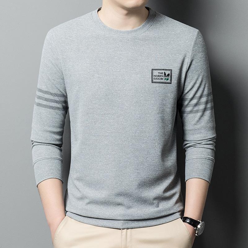 Spring and Autumn New Men's Round Neck T-Shirts for Young and Middle-aged Casual Trendy Sweaters Bottoming Shirts