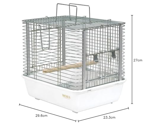 HOEI Heartful Carry Light (23.3 X 29.6 X 27.0 Cm) - Suitable for Budgies, Cockatiels, Medium-sized Parrots, and Other Birds. Silver Plated.