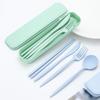 Eco-Friendly Wheat Straw Cutlery Set: Knife, Fork, Spoon & Chopsticks - Portable 4-Piece Tableware for Students & Professionals, Ideal Gift