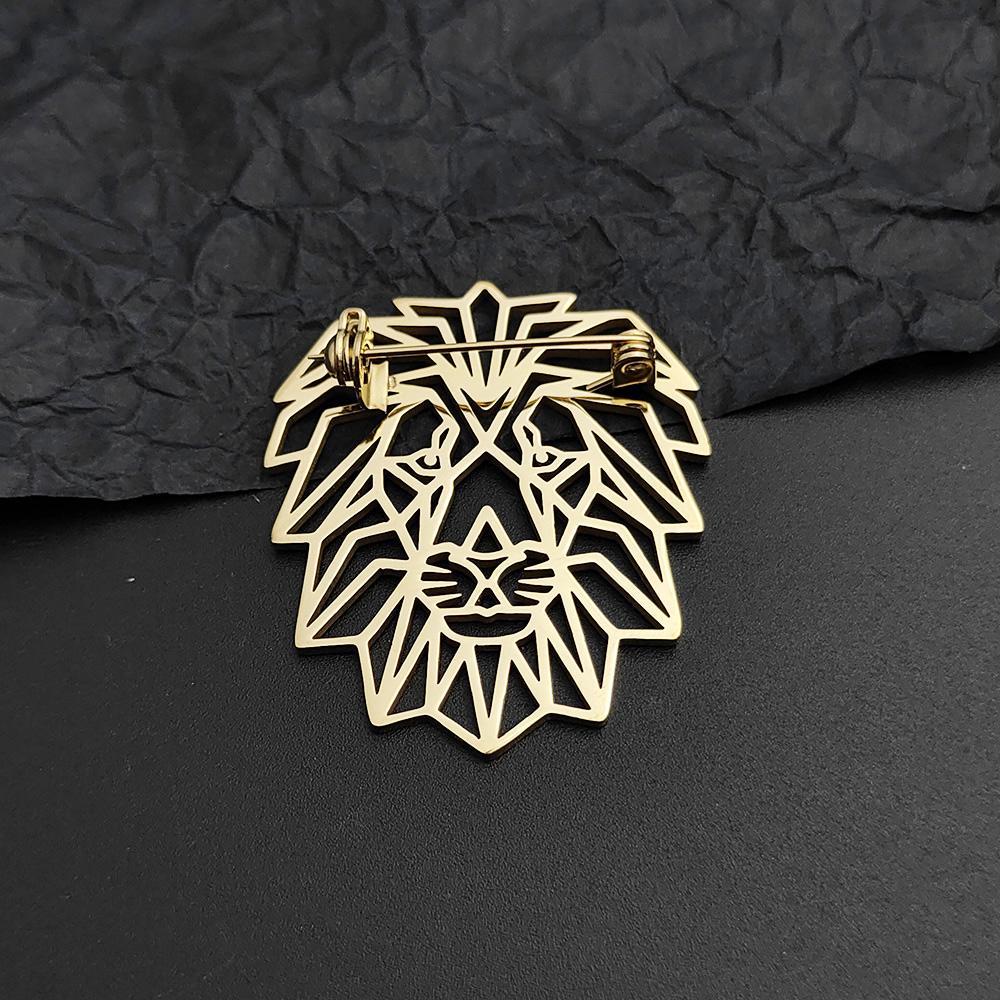Men's Cyberpunk Style Lion Metal Brooch, Geometric Structure Badge Accessory, Jacket/backpack Hip Cool Decorations.