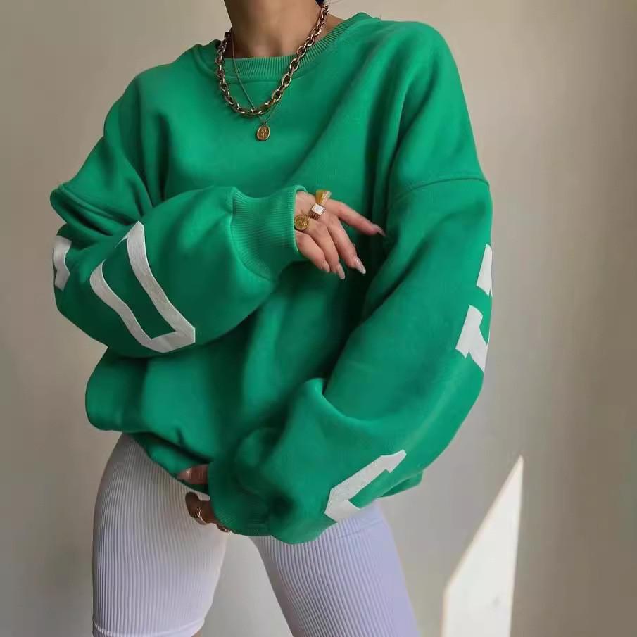 Casual Fashion Letter Print Thick Pullover Sweatshirt For Women Winter 2022